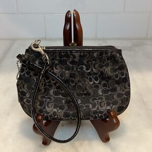 Coach Wristlet Bag Purse Pleated Signature Lurex Logo Wristlet Pouch
